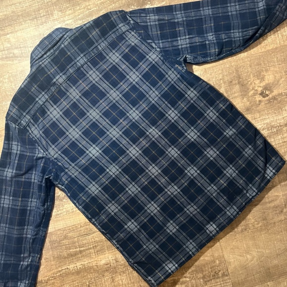 Banana Republic - Navy Plaid Ribbed Button Up - LARGE TALL - Picture 9 of 10